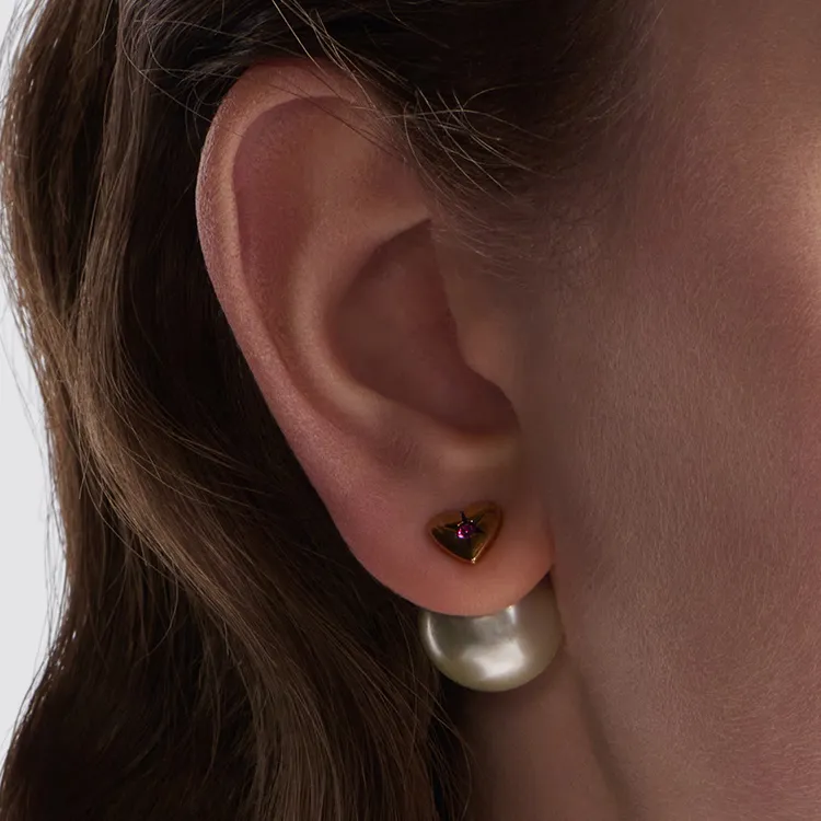 DIOR Metal Earrings Women's Gold/White-4