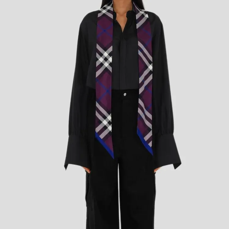 Burberry Mulberry Silk Silk Scarves Women's Purple-2