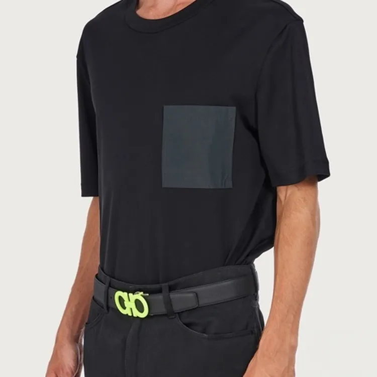 FERRAGAMO Double Sided Design Leather Belts Men's Black/Green-1