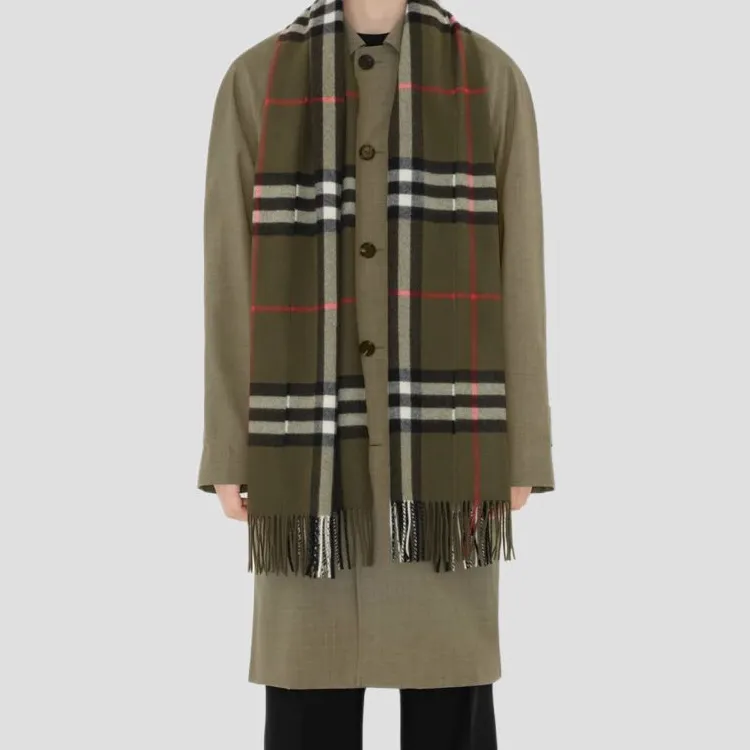Burberry Plaid Check Fringed Scarf-3