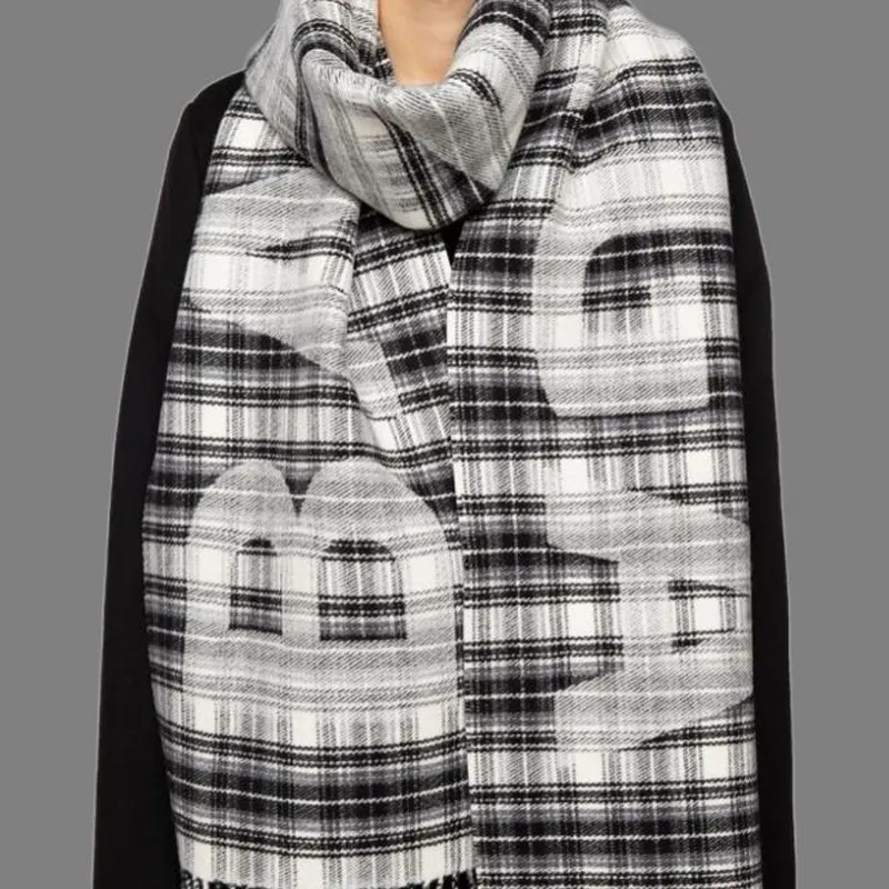 Balenciaga Wool Knit Scarves Men's Black White-2