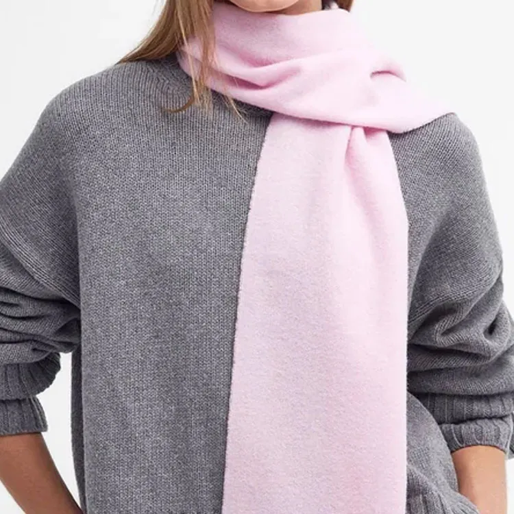 BARBOUR Logo Embroidered Fringed Scarf-2