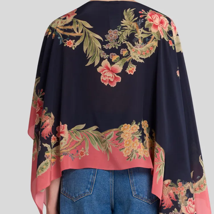 ETRO Silk Shawls Women's Marine Blue-3