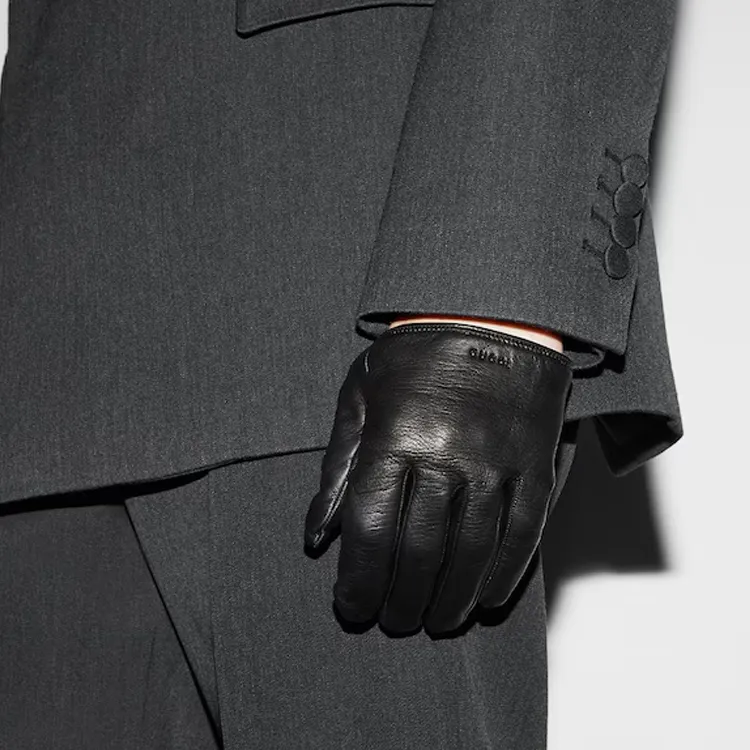 GUCCI Mulberry Silk Gloves Men's Black-2