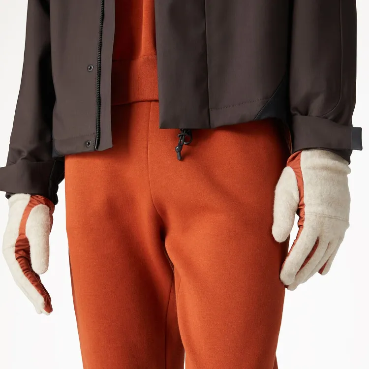 Loro Piana Pure Wool Knit Gloves Men's Orange/White-2