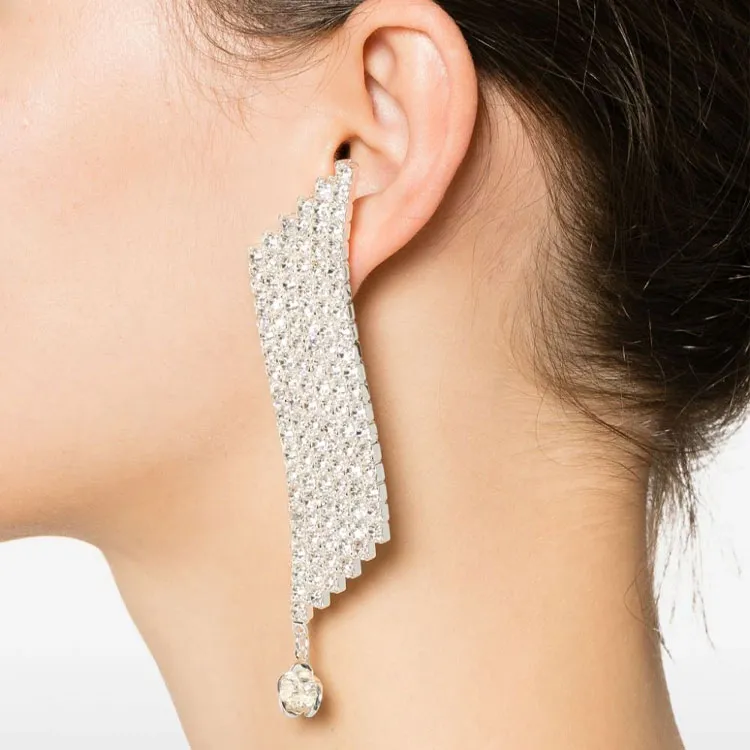 Magda Butrym Rose Charm Embellished Wave Earrings-2