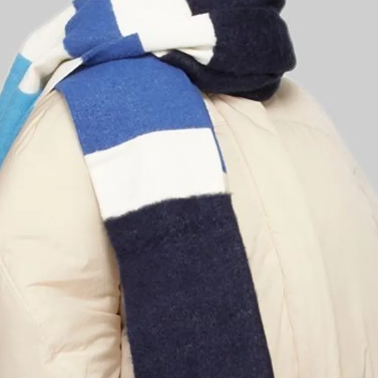 Jacquemus Cotton Knit Scarves Women's Gray White And Blue-2