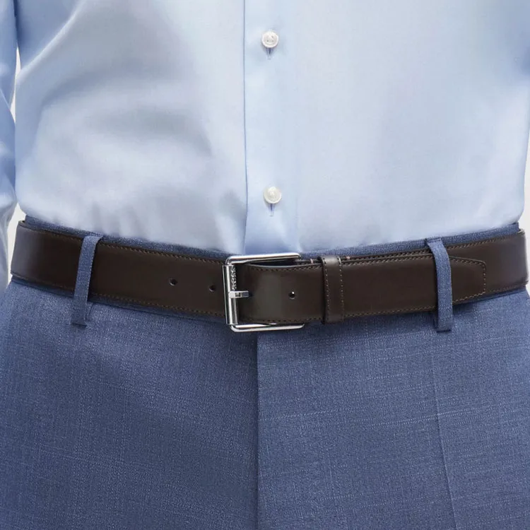 HUGO BOSS Leather Belts Men's Brown Width 3.5CM-1