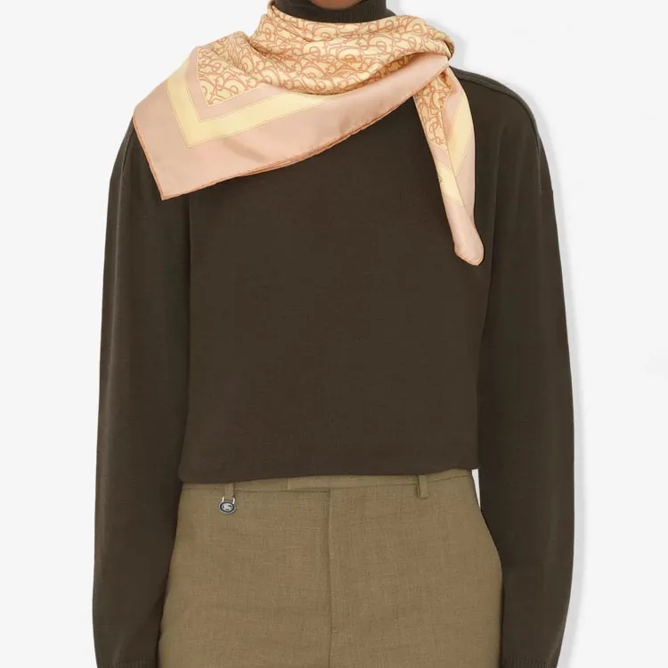 Burberry Silk Scarves Unisex Tea Brown-2