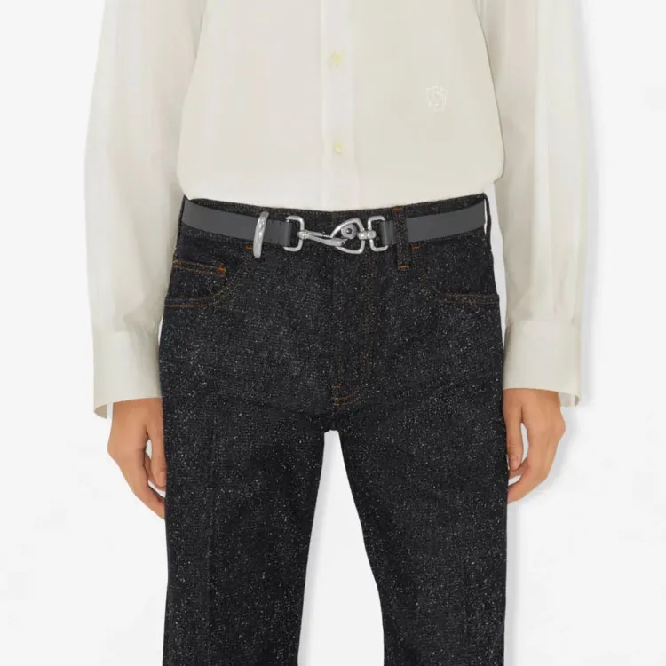 Burberry Calfskin Leather Belts Unisex Pebble Texture Width 2.5CM-2