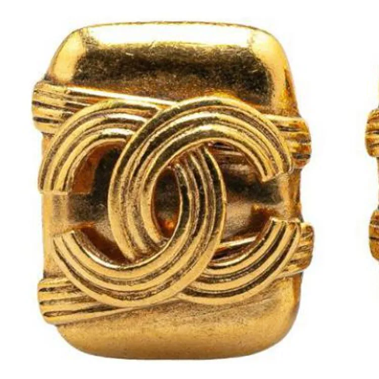 CHANEL 1994s Banded Cc Logo Clip on Earrings-2