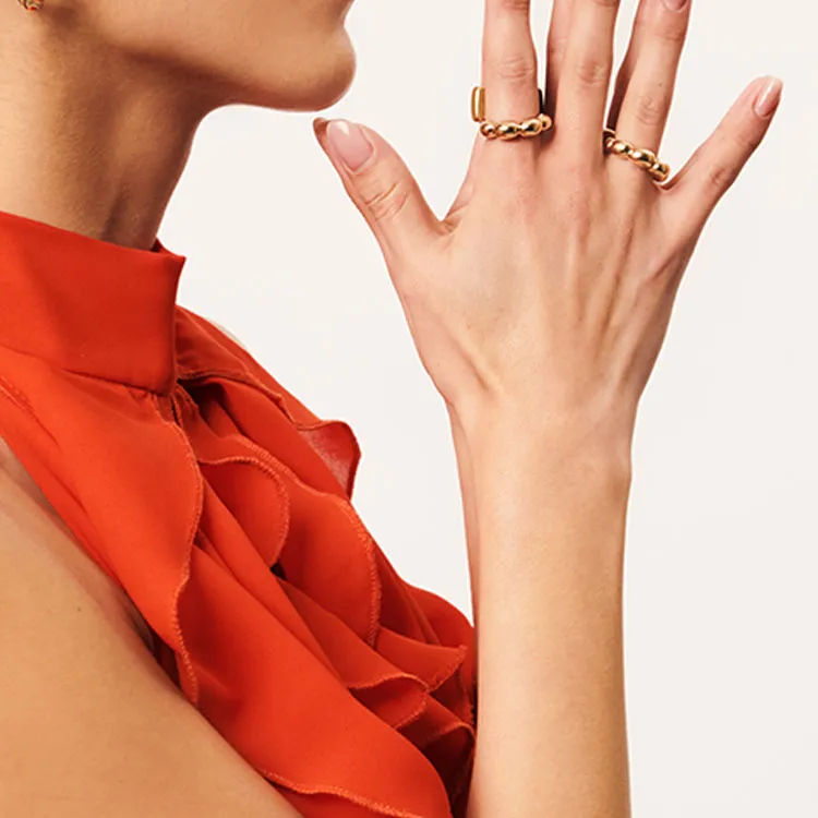 WEILAMANNI Brass Rings Women's Gold-2