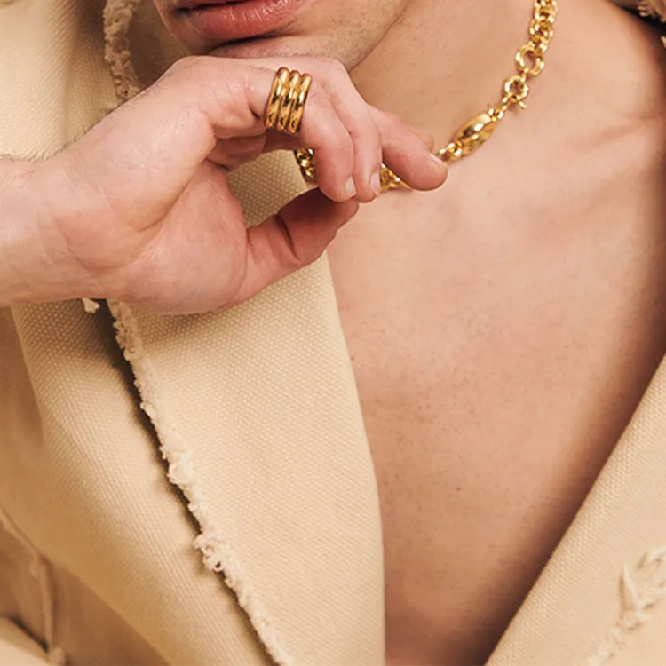 WEILAMANNI Brass Necklaces Unisex Gold-1