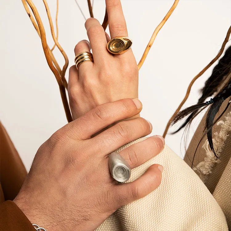 WEILAMANNI Brass Rings Unisex Gold-2
