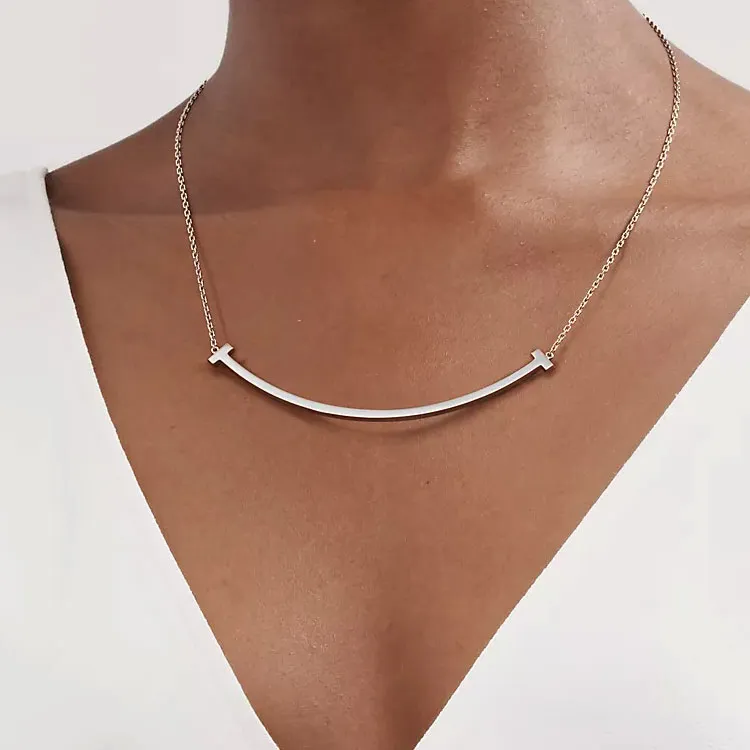TIFFANY & CO. T 18K White Gold Necklaces Women's Silver-2