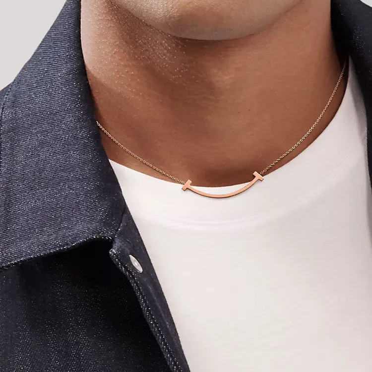 TIFFANY & CO. T 18K Rose Gold Necklaces Unisex Rose Gold-4