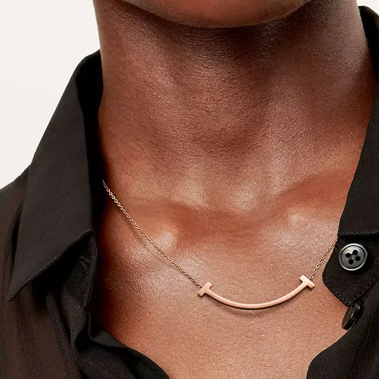TIFFANY & CO. T 18K Rose Gold Necklaces Unisex Rose Gold-3