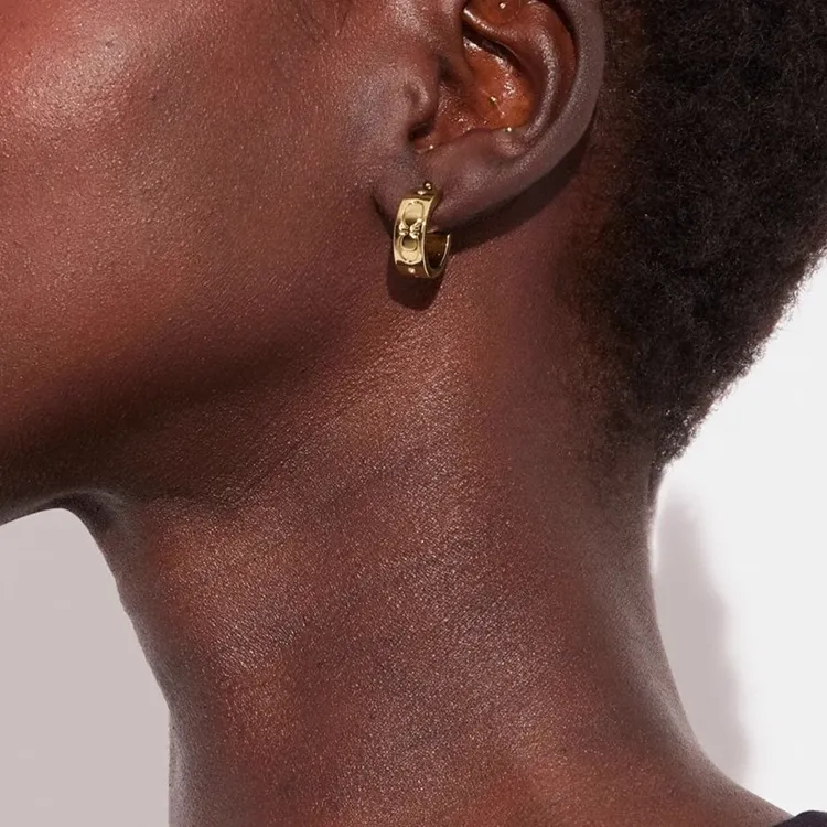 COACH Brass Earrings Women's Gold-4