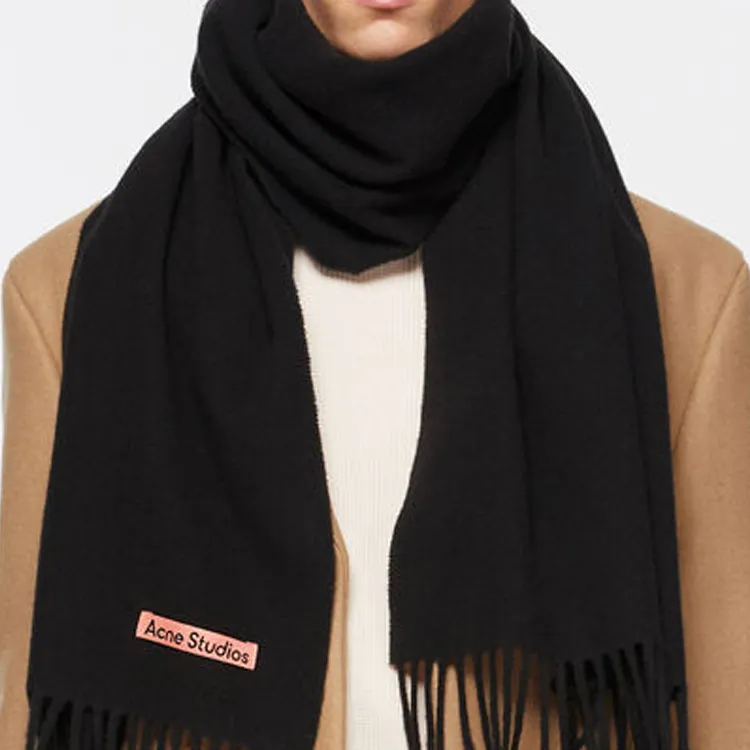 Acne Studios Logo Patch Fringed Scarf-1