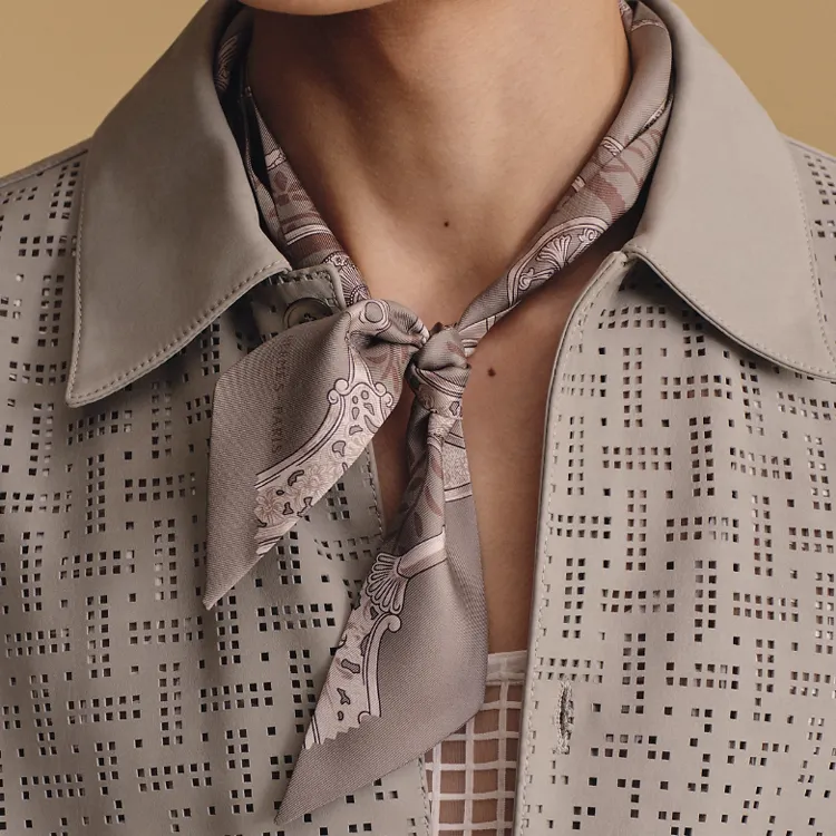 HERMES Silk Scarves Unisex Gray-2