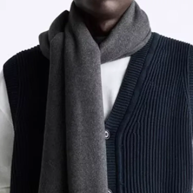 ZARA Polyester Viscose Cotton Acrylic Scarves Men's Gray-2