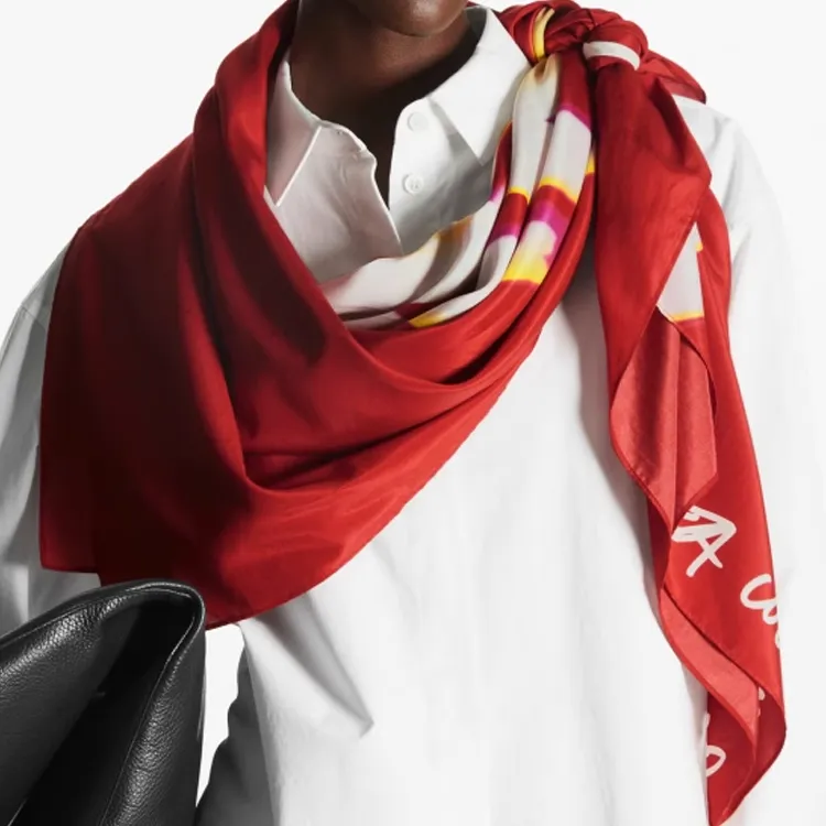 COS Mulberry Silk Cotton Scarves Women's Red-2