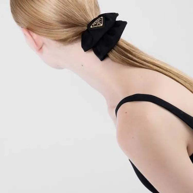 PRADA Logo Plaque Elasticated Band Scrunchie-4