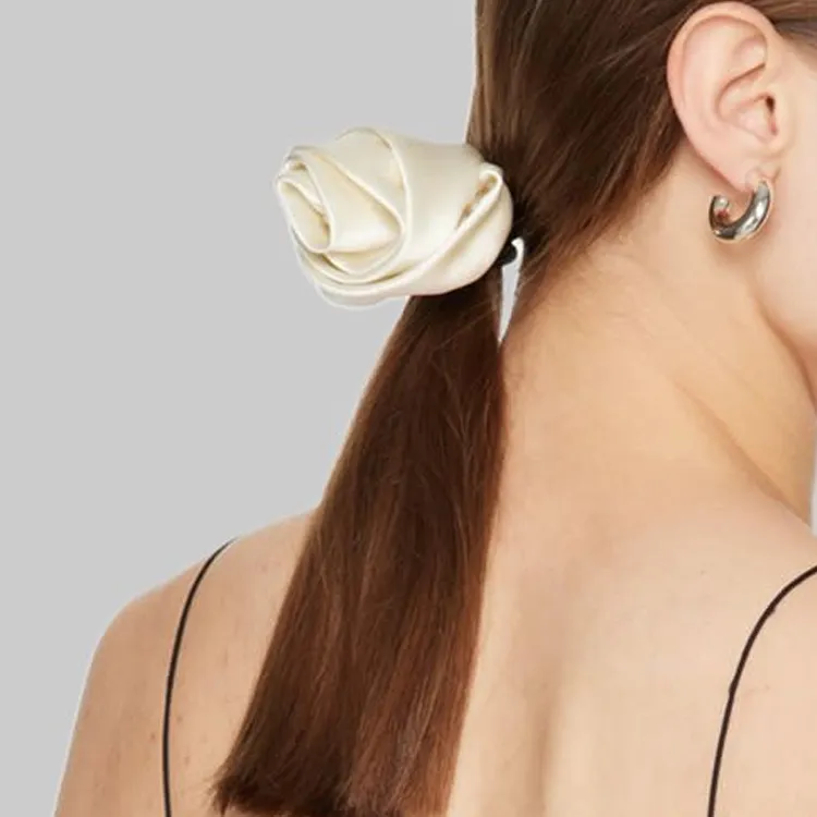 Sophie Buhai Silk Hair Ties Women's Gray White-3