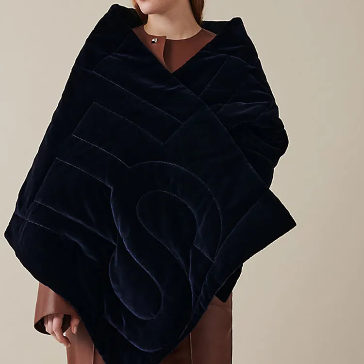 HERMES Silk Shawls Women's Black-1