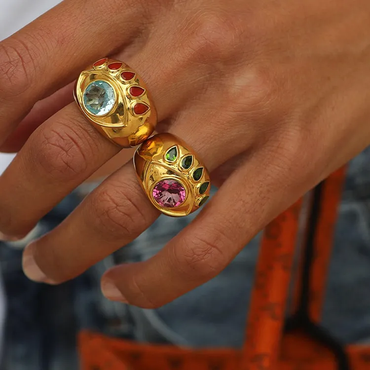 Nevernot 18kt Yellow Gold Ready To See You Topaz And Tsavorite Ring-2