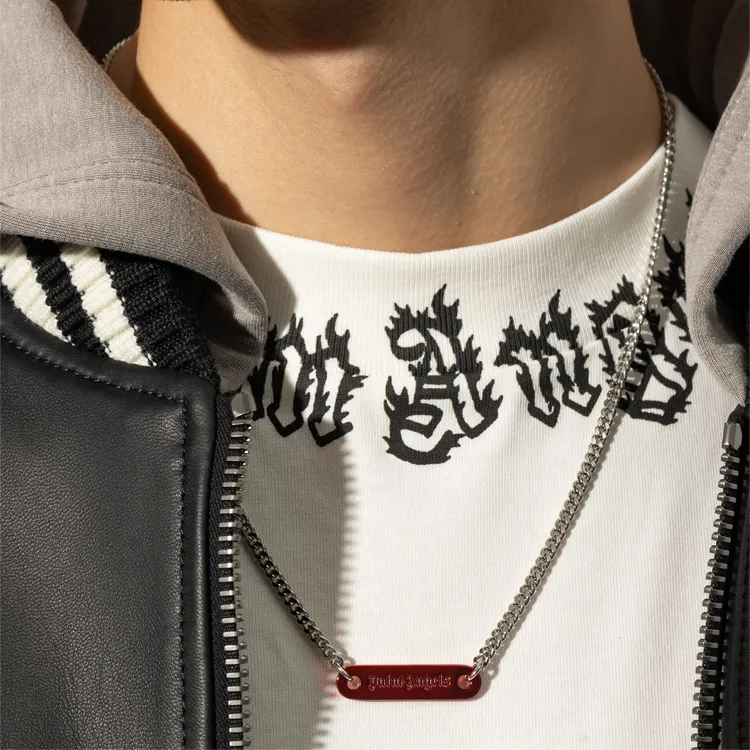 PALM ANGELS Logo Engraved Chain Necklace-2