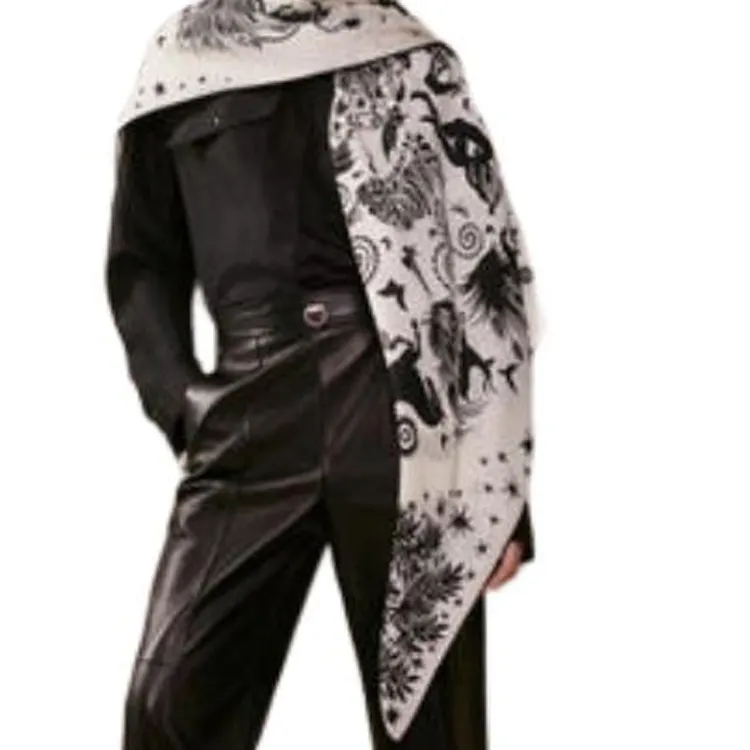 HERMES Cashmere Silk Shawls Women's White-1