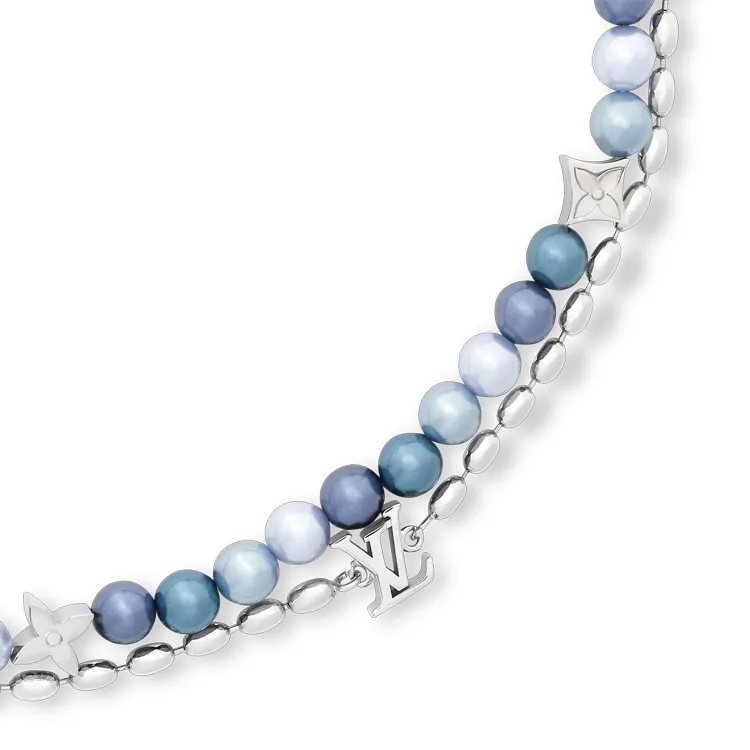 LOUIS VUITTON Metal Beads, Glass Beads Necklaces Men's Blue-2