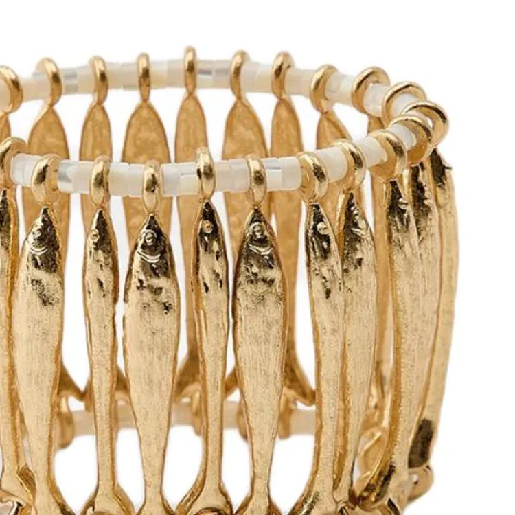 ZARA Zinc Shell Acrylic Plastic Bracelets Women's Gold-2