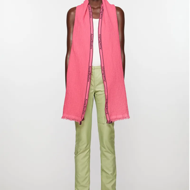 Acne Studios Jacquard logo Seersucker Scarf-1