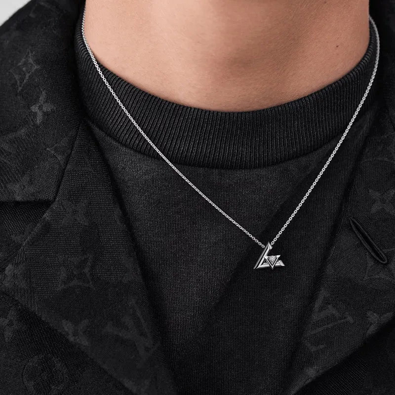 LOUIS VUITTON 18K White Gold Necklaces Women's Silver-3