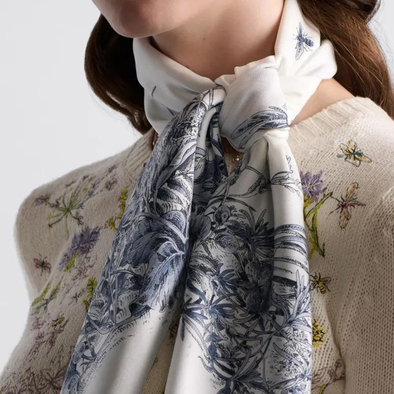DIOR Silk Scarves Women's White-3
