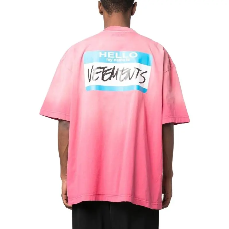 Vetements T-Shirts Men Pink-4