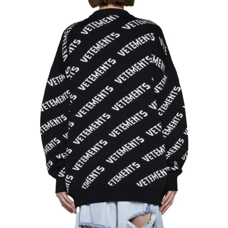 Vetements Allover Logo Crew Sweat Black/White-3