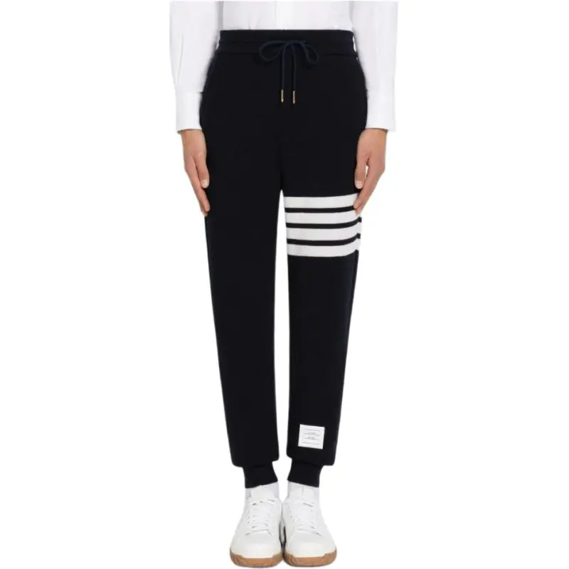 THOM BROWNE Waffle knit Cashmere Track Pants-2