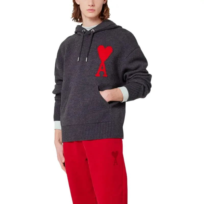 AMIPARIS Ami De Coeur Logo Embroidered Knitted Hoodie-3