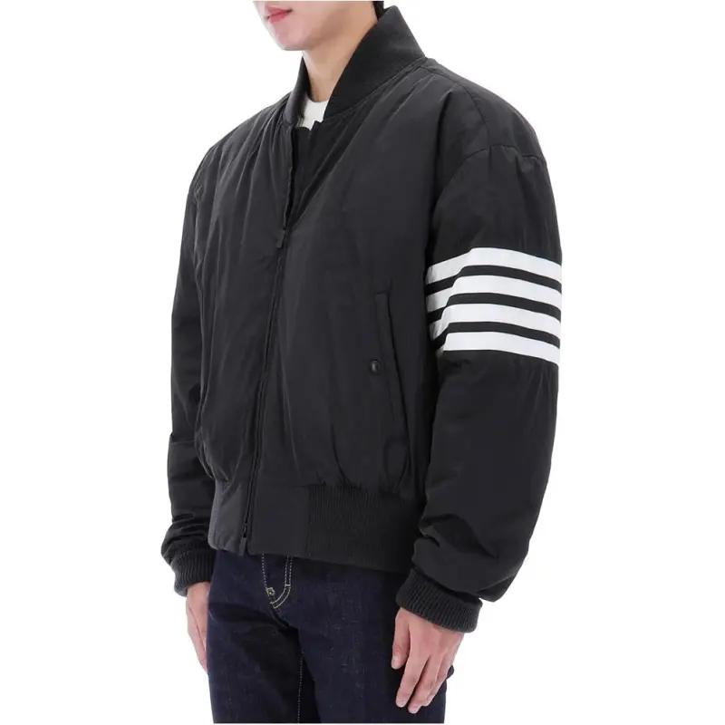 THOM BROWNE 4 Bar Stripe Zipped Bomber Jacket-3