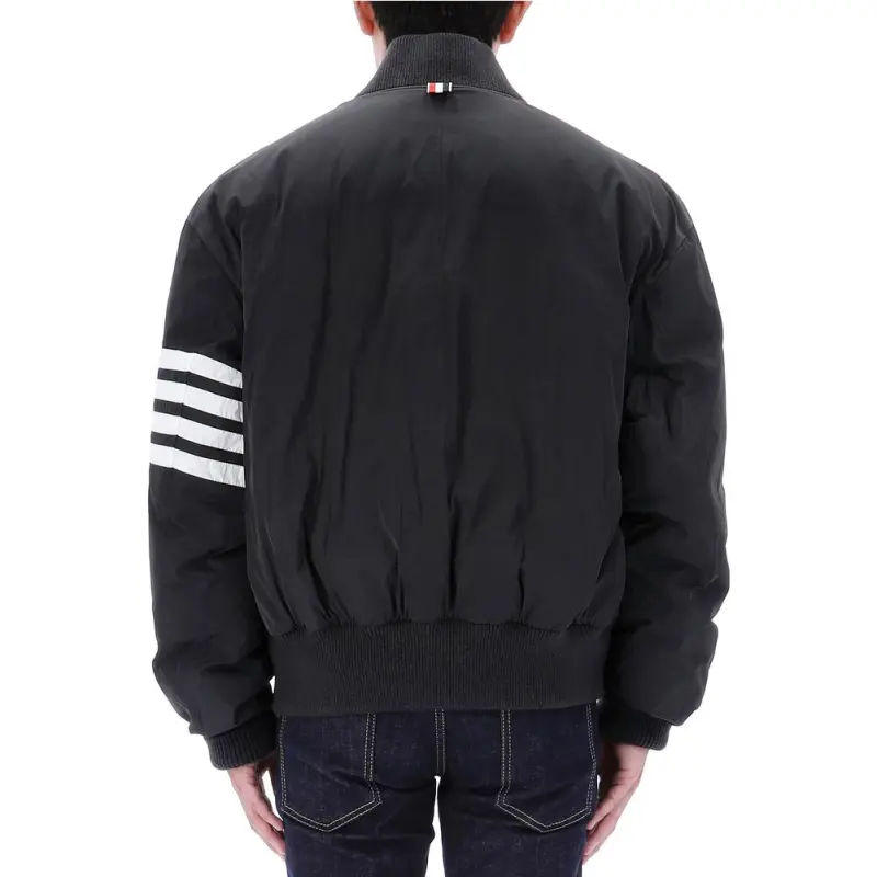 THOM BROWNE 4 Bar Stripe Zipped Bomber Jacket-4