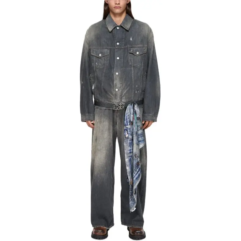 Acne Studios Button Up Distressed Denim Jacket-1