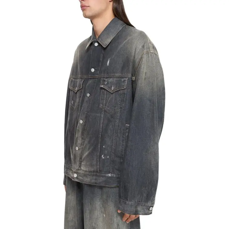 Acne Studios Button Up Distressed Denim Jacket-3