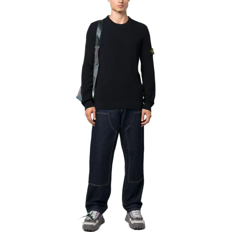 STONE ISLAND Logo Patch Crewneck Knitted Jumper-2