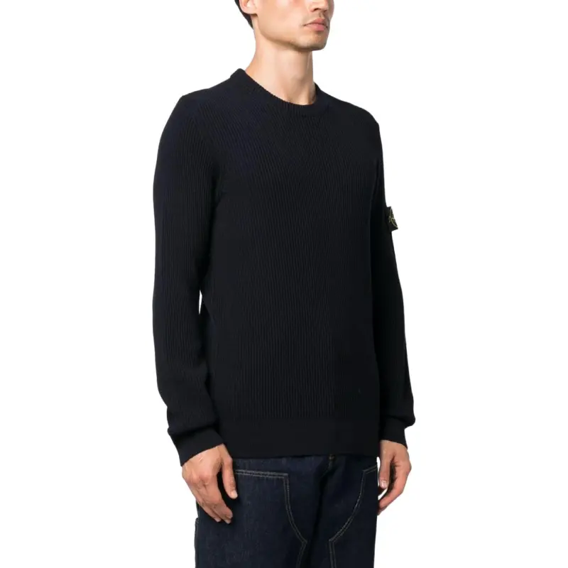 STONE ISLAND Logo Patch Crewneck Knitted Jumper-3