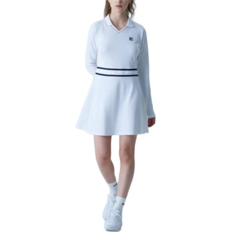 FILA Long Sleeved Dresses Women's White-2