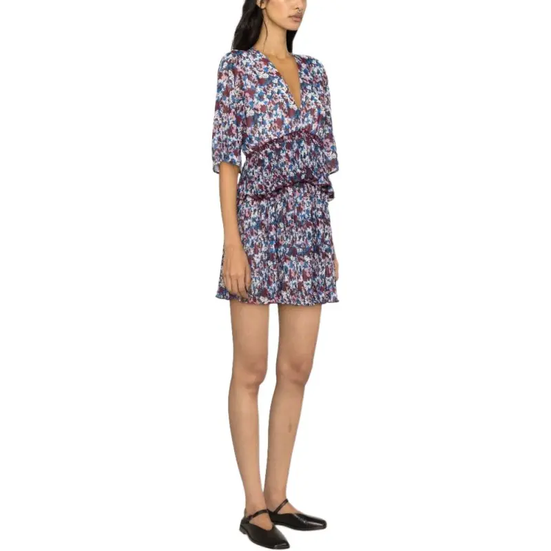 GANNI Floral Printed Flounce Mini Dress-3