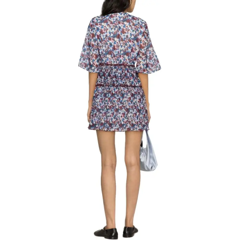 GANNI Floral Printed Flounce Mini Dress-4